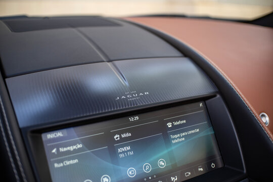 Jaguar F-Type Cabriolet Sports Car Dashboard Infotainment Screen Detail