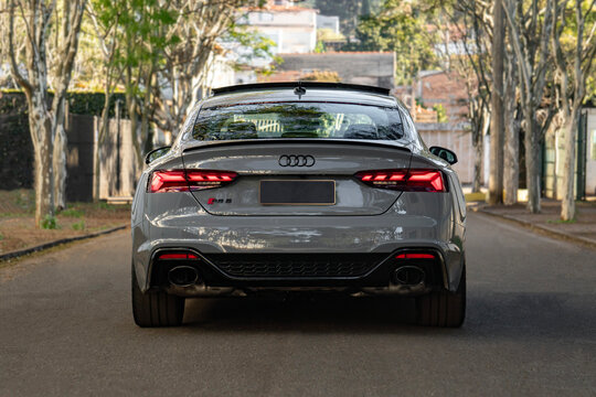 Grey Audi RS5 Sportback Rear View Performance Sports Sedan