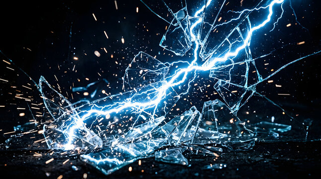 Electric Lightning Shattering Glass Background for Modern Marketing Logo Design and High Energy Visual Concepts