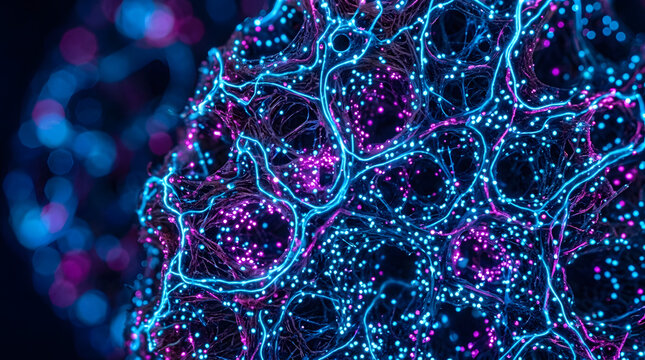 Abstract glowing neural network background for marketing, logo design, and technology concepts