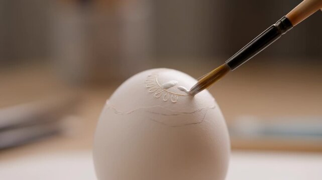 Artistic Egg Decoration with Brush and Intricate Design