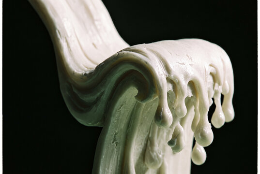 Melted taper candle with creamy wax drips