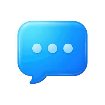 Blue chat bubble icon for social messaging and comment