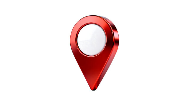 [Transparent Background PNG]3D Rendered Metallic Red Location Pin Icon on White Background