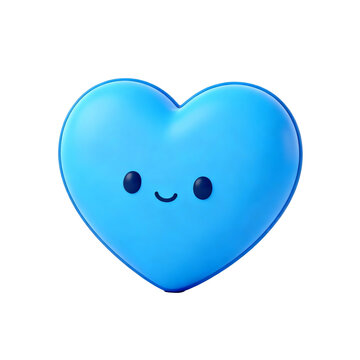 [Transparent Background PNG]Cute Blue Cartoon Heart With A Smiling Face On White Background