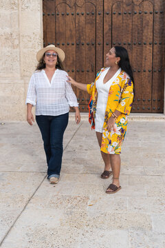 Two women enjoying unexpected travel moments together