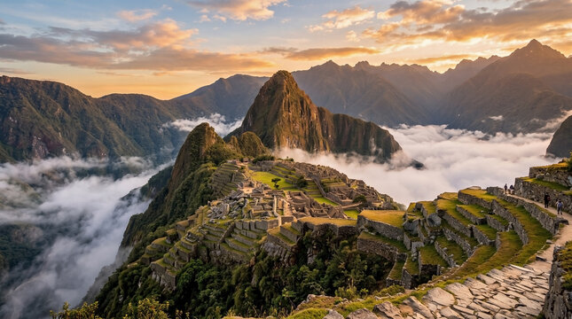 Ancient Machu Picchu ruins and Inca citadel in Andes mountains for history blogs, South American travel guides, archaeological research, and world heritage awareness.