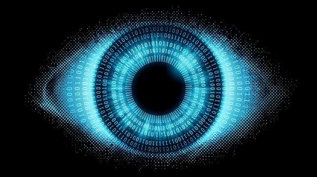Blue binary code eye design