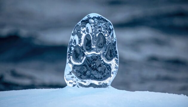 Frozen Ice Formation on Snowy Surface.