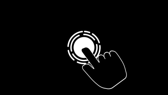 New ideas metaphor black glyph icon. Clicking fingers.Cursor icon illustration vector design template.