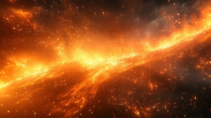 Obraz premium Abstract fiery space nebula, cosmic energy, vibrant colors