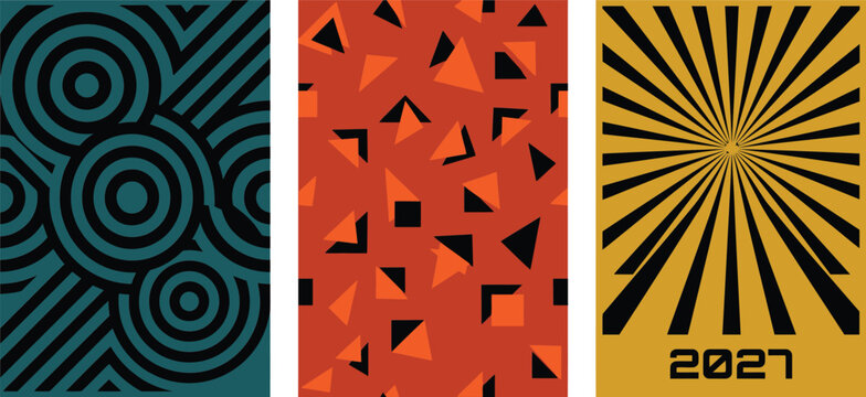 Set of three abstract geometric pattern background designs
