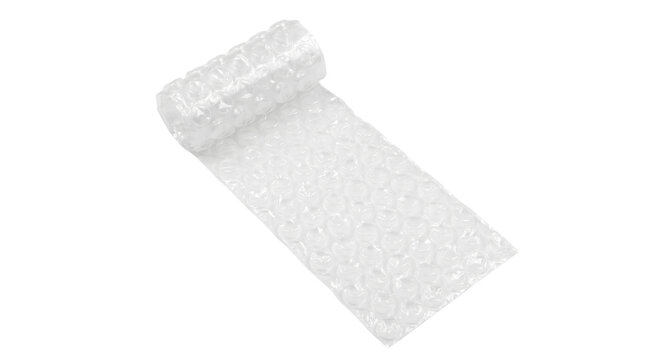 Clear bubble wrap roll isolated on transparent background png