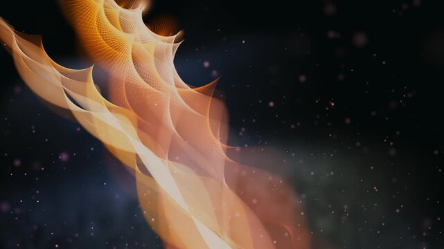 A captivating sequence featuring a luminous, ethereal flame-like entity moving gracefully against a deep dark background