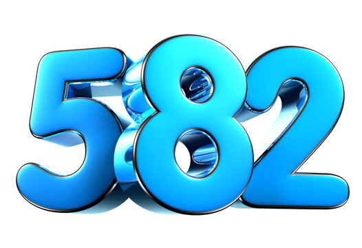 Blue number 582 3d illustration. Advertising signs. Product design. Product sales