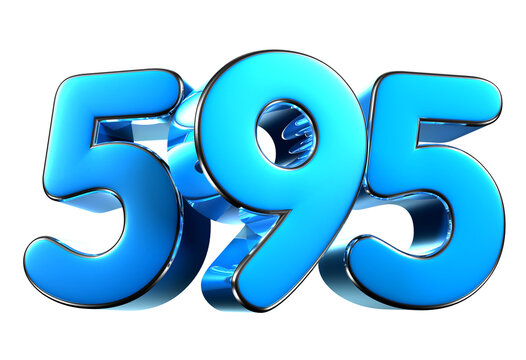 Blue number 595 3d illustration. Advertising signs. Product design. Product sales