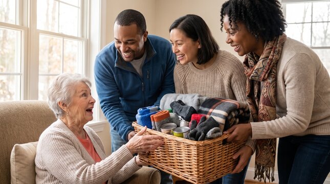 Generous Family Shares Warm Winter Supplies with Elderly Woman