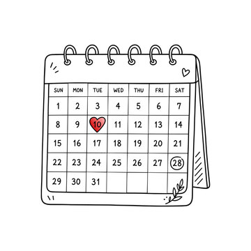 Hand Drawn Desk Calendar Vector Illustration Isolated White Background