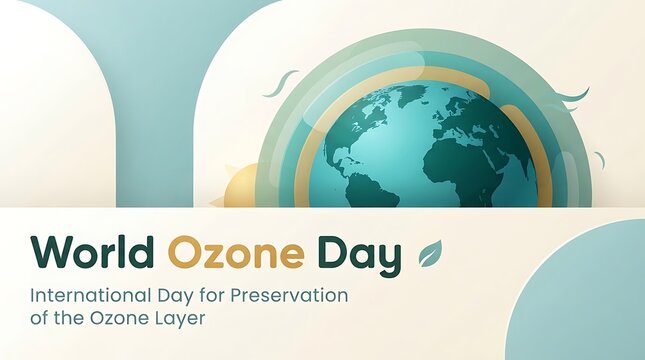 World ozone day illustration with globe and protective shield