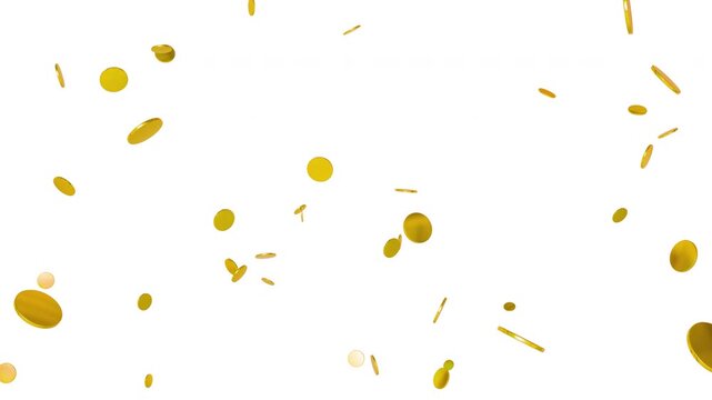 Realistic 3d Chinese new gold coins falling down on white background. China Business concept.