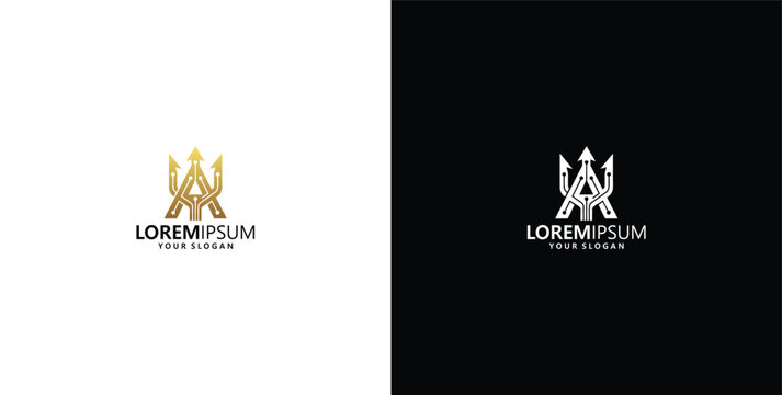 Stylized golden initial A logo design with a regal crown, embodying luxury, power, and exclusivity, ideal for sophisticated branding and premium business identities