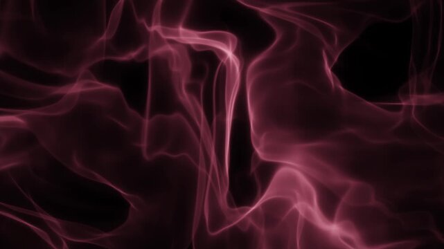 Glowing ruby smoke swirls into fluid ribbon shapes against a black background
