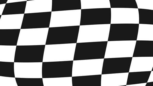 Abstract Black and White Distorted Checkered Pattern Background with 3D Wave Effect
