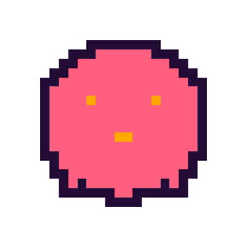 Pink Retro Pixel Art Monster Character Isolated on White Background Retro Arcade Game Sprite Icon