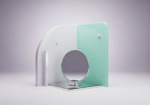 Modern glass and metal abstract corner mirror