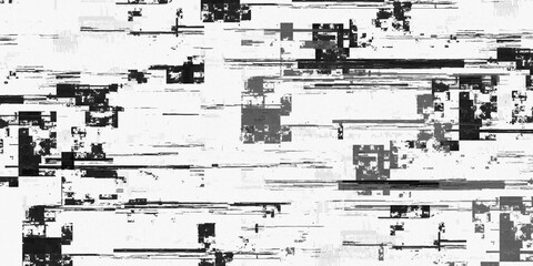 Fototapeta premium Monochrome Glitch Background with Black and White Pixelated Distortion Pattern