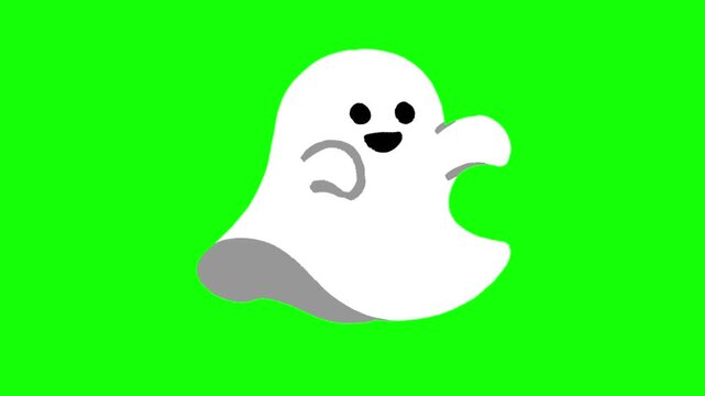 Cute Floating Ghost Halloween Animation, Chroma Key Video for Spooky Horror and Event Scenes