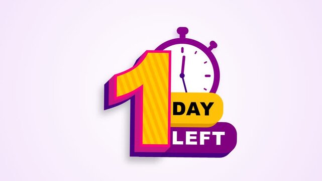 1 Day Left Graphic with Animated Stopwatch for Sales Marketing and Urgent Deadlines