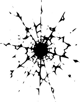 Shattered Glass Bullet Hole Effect &ndash; Black and White Crack Pattern