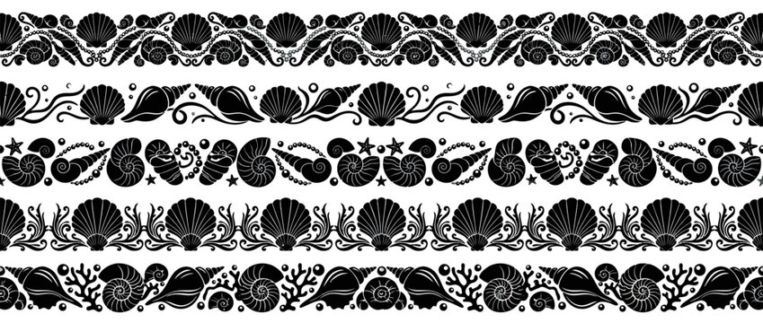 Seashell and Starfish Decorative Borders