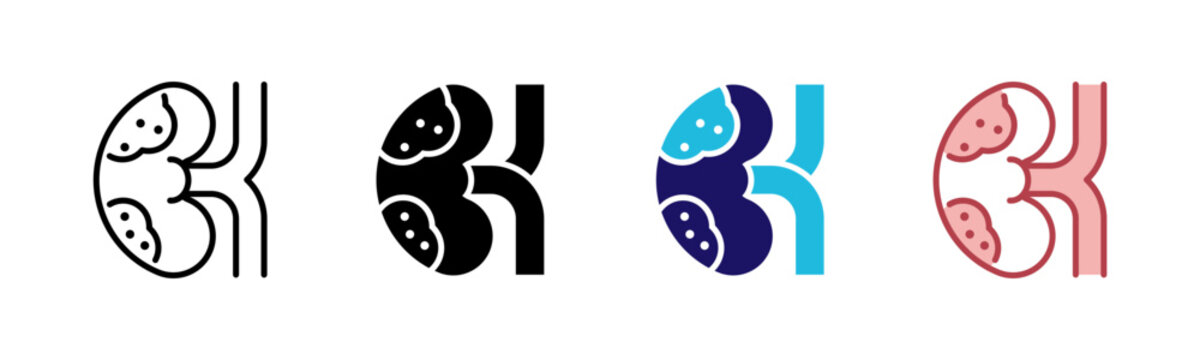 Kidney Cancer Icons, Multi Style Icon Set