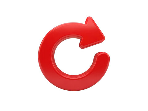 Red circular arrow icon for refresh and reload web interface actions isolated on transparent background