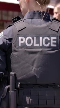 Crime and police on the streets suspect handcuffed close up