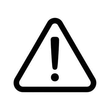 Black triangle warning sign with exclamation mark icon isolated on transparent background