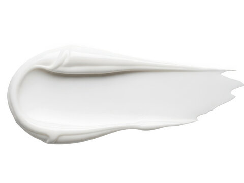 White cosmetic cream smear texture on a surface isolated on transparent background