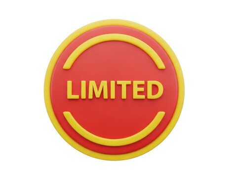 Red and yellow limited edition circular badge icon isolated on transparent background