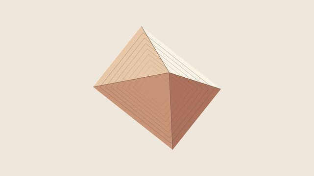 Spinning Triangular Prism with Minimalist Line Art