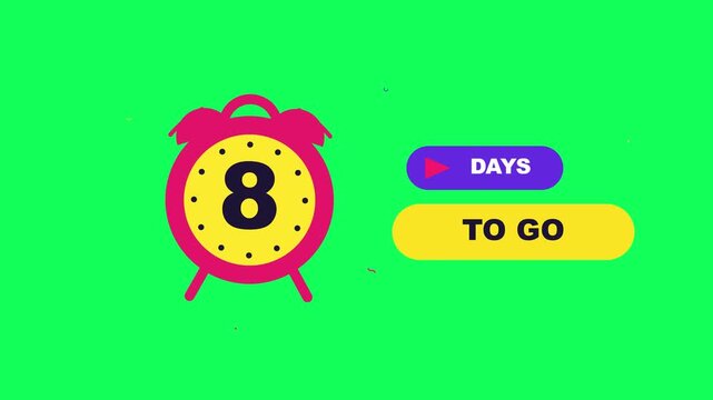 8 Days To Go Countdown Timer Animation on Green Screen