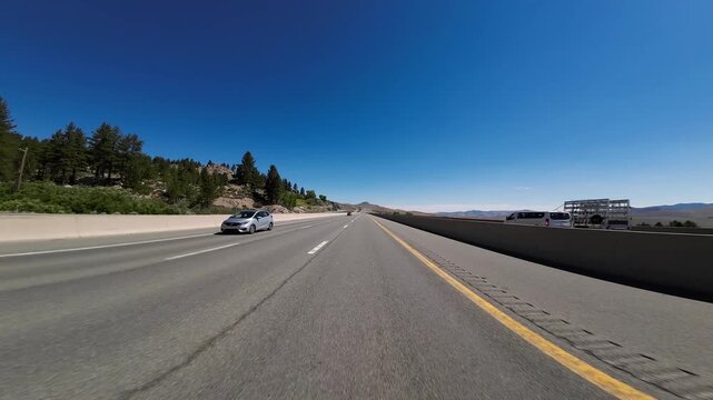 Reno to Washoe City Freeway 580 and 395 South Rear View 05 Driving Plates Nevada USA Ultra Wide