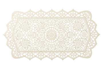 Obraz premium Rectangular white crochet lace doily