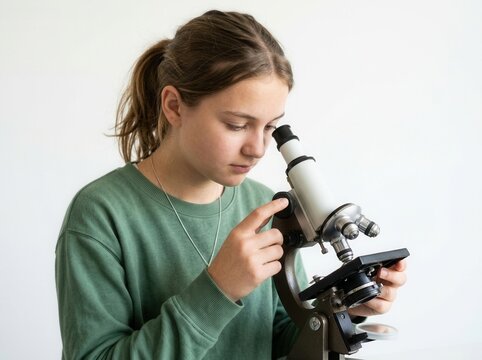 Curious Young Scientist Exploring The Microscopic World With A Microscope