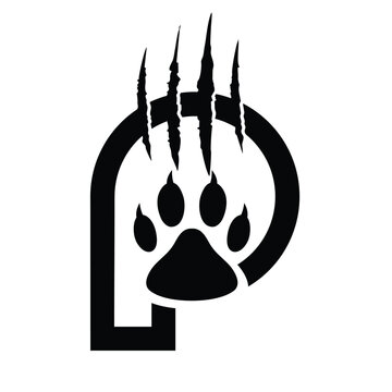 Initial Letter P and Claw, Scratch Logo Design Vector