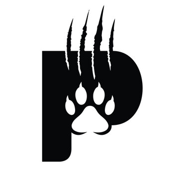 Initial Letter P and Claw, Scratch Logo Design Vector