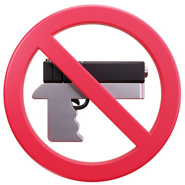 No Weapons Allowed Sign 3D Illustrations