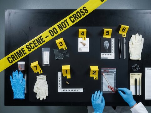 Crime Scene Investigation And Evidence Collection Table