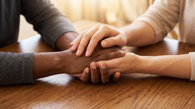 Diverse Hands Joined in a Powerful Gesture of Trust and Unity